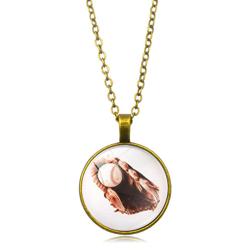 Wholesale Soccer Basketball Volleyball Time Gemstone Pendant Alloy Necklaces